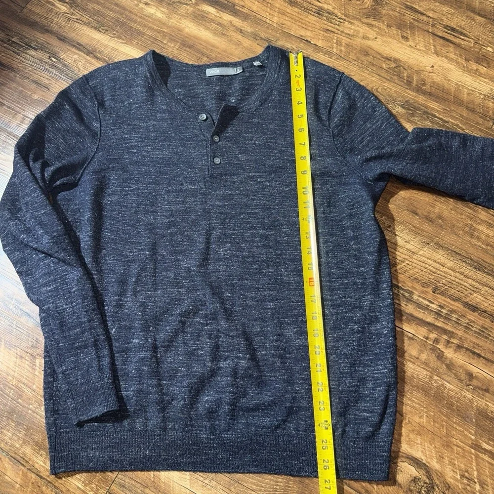 Vince Navy Wool Linen Blend Long Sleeve Light Sweater Men's Large